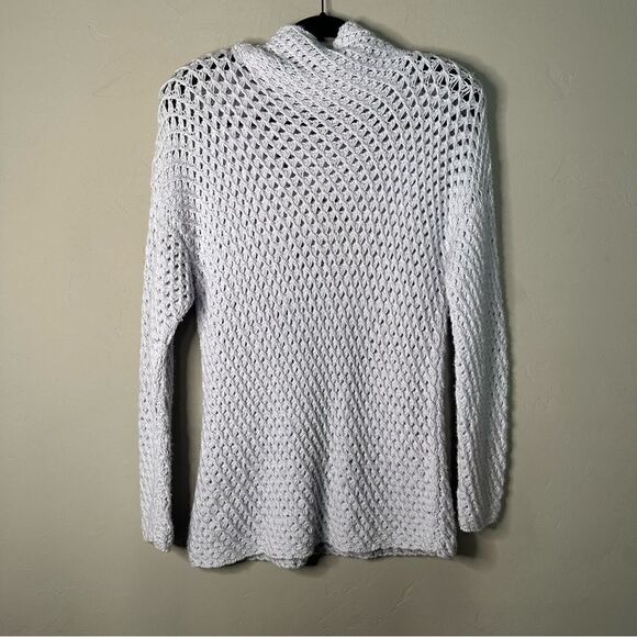 Hania | Gray mock neck loose knit cashmere blend sweater - Picture 6 of 6